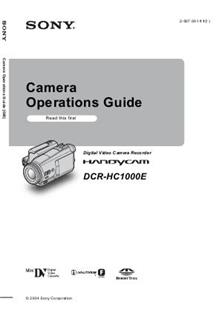 Sony DCR HC 1000 E manual. Camera Instructions.